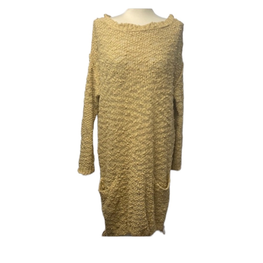 FP Beach Yellow Mustard Laced Up Sweater Dress Size S